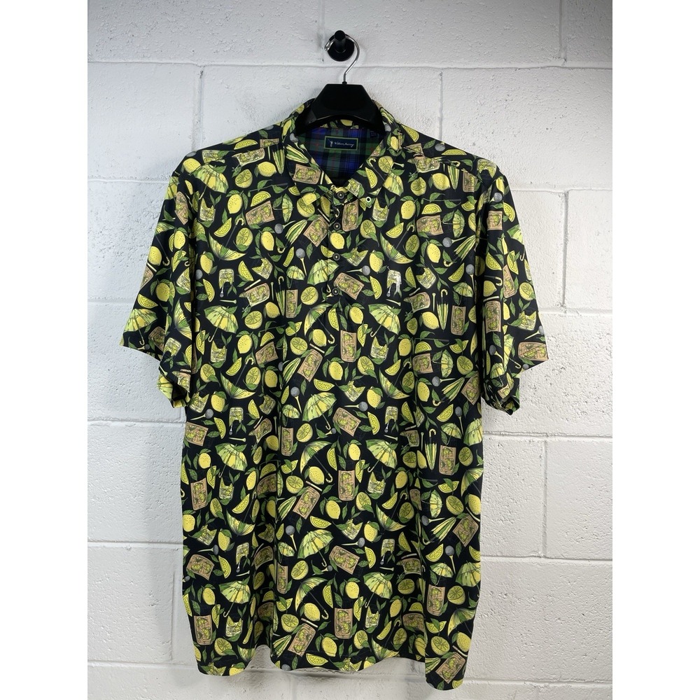 William Murray Mens Sz‎ 2XL Polo Lemons Lemonade Golf All Over Print Shirt EUC